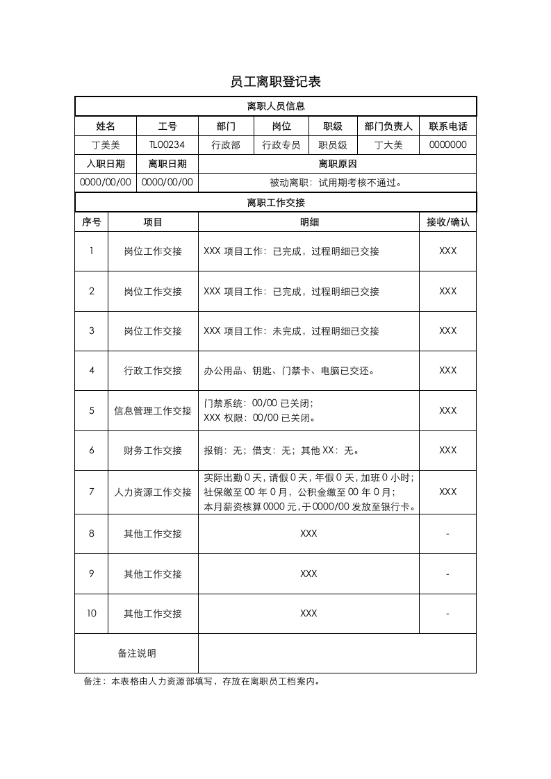 公司员工离职登记表.docx第1页