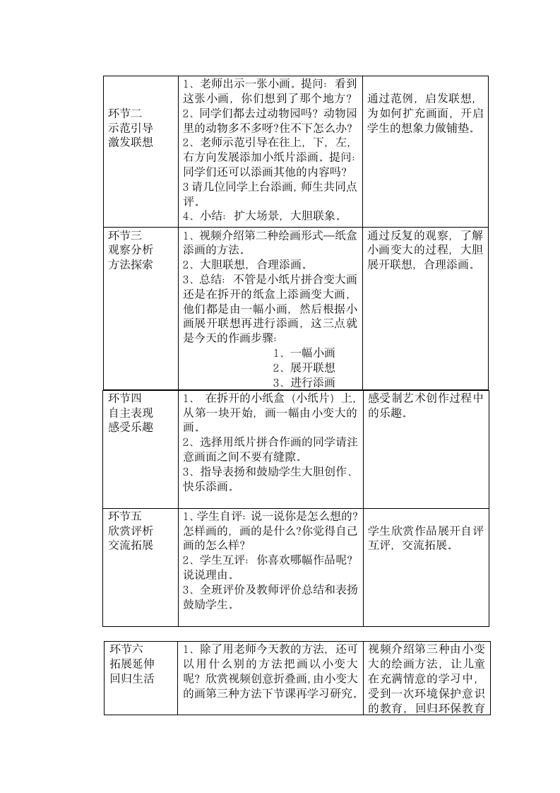 湖南美术出版社小学一年级美术下册5《由小变大的画》教学设计.doc第3页