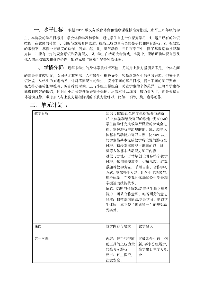 体育与健康 六年级全一册《素质练习—上肢力量的练习》教学设计及教案.doc第2页