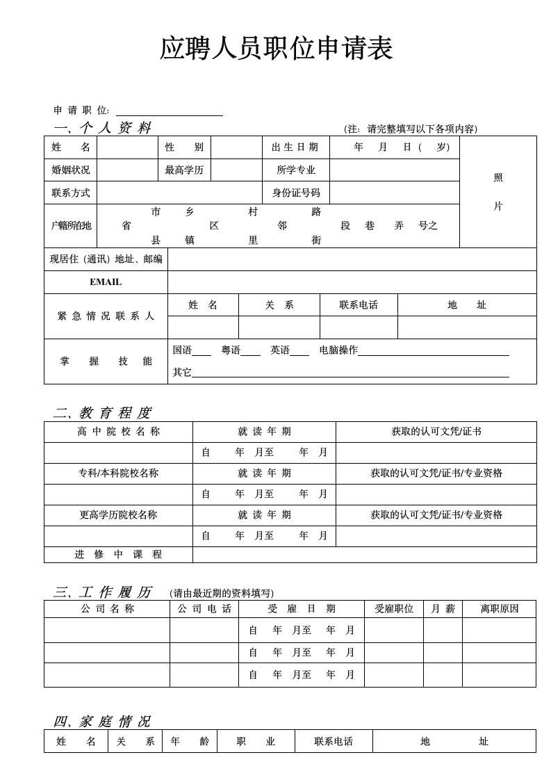 应聘人员职位申请表.docx第1页