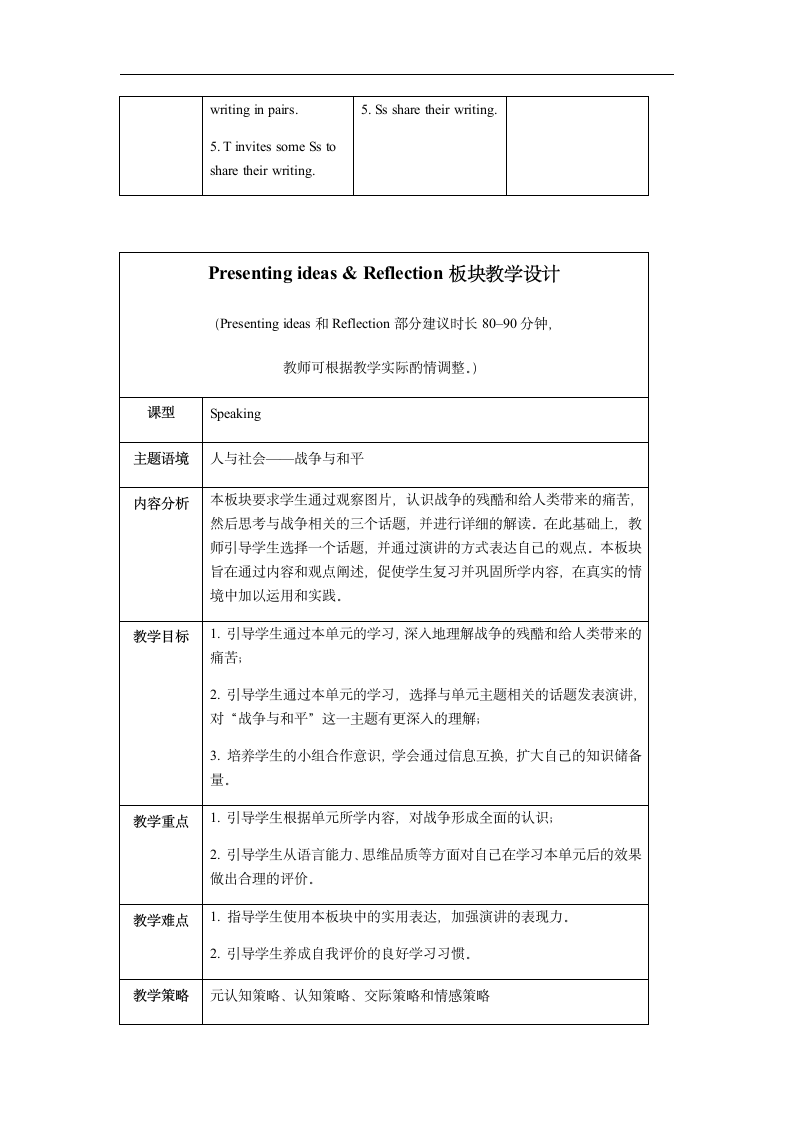 2020-2021学年外研版(2019)选择性必修三教案：Unit3 War and peace（全单元）.doc第12页