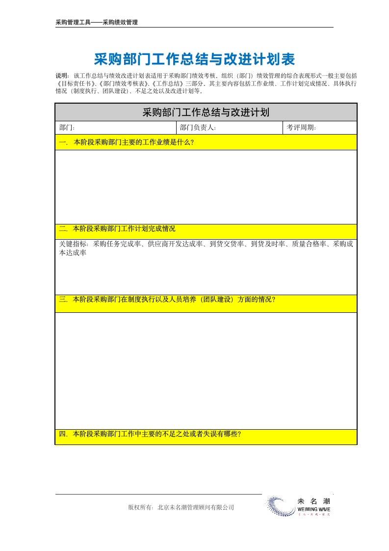 采购部门工作总结与改进计划表.doc第2页