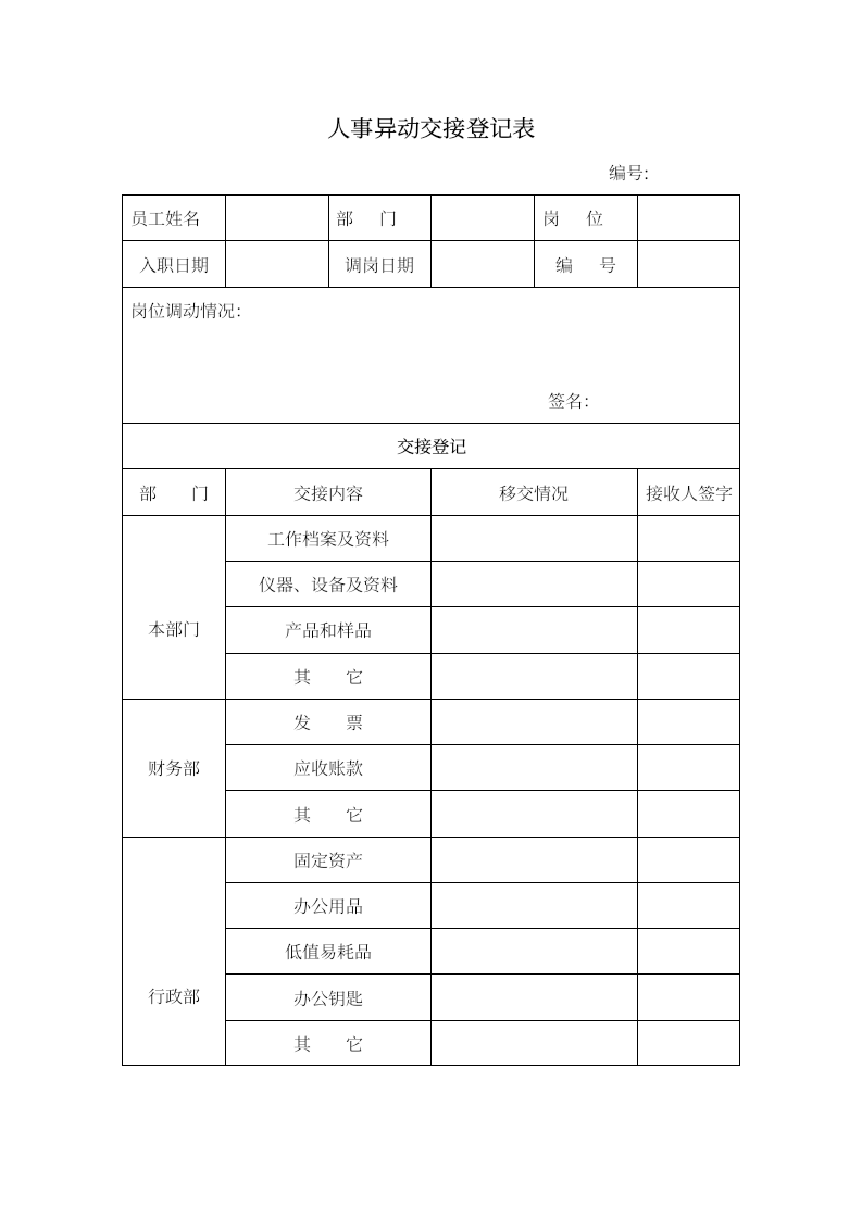 人事异动交接登记表.doc第1页