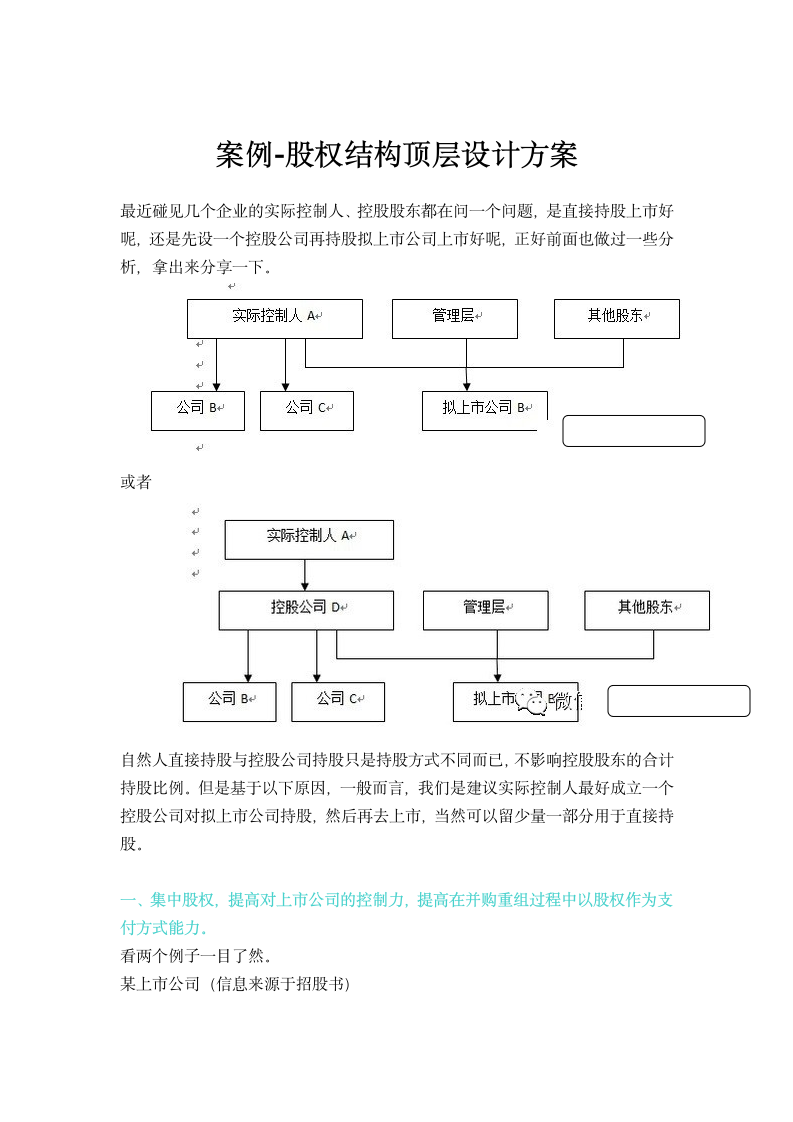 2019年案例-公司股权结构顶层设计方案.doc第1页