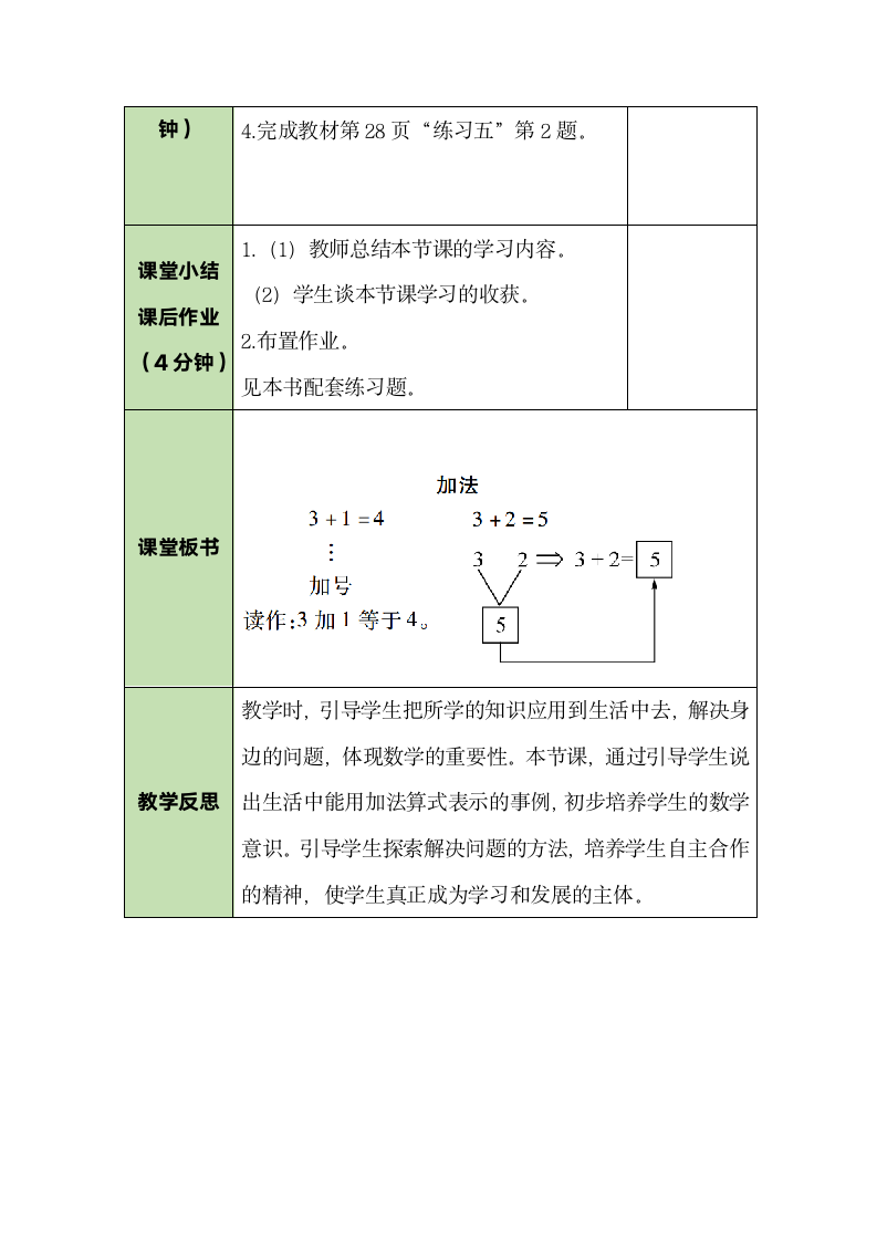 人教版数学一年级上册3.5 加法 教案.doc第4页