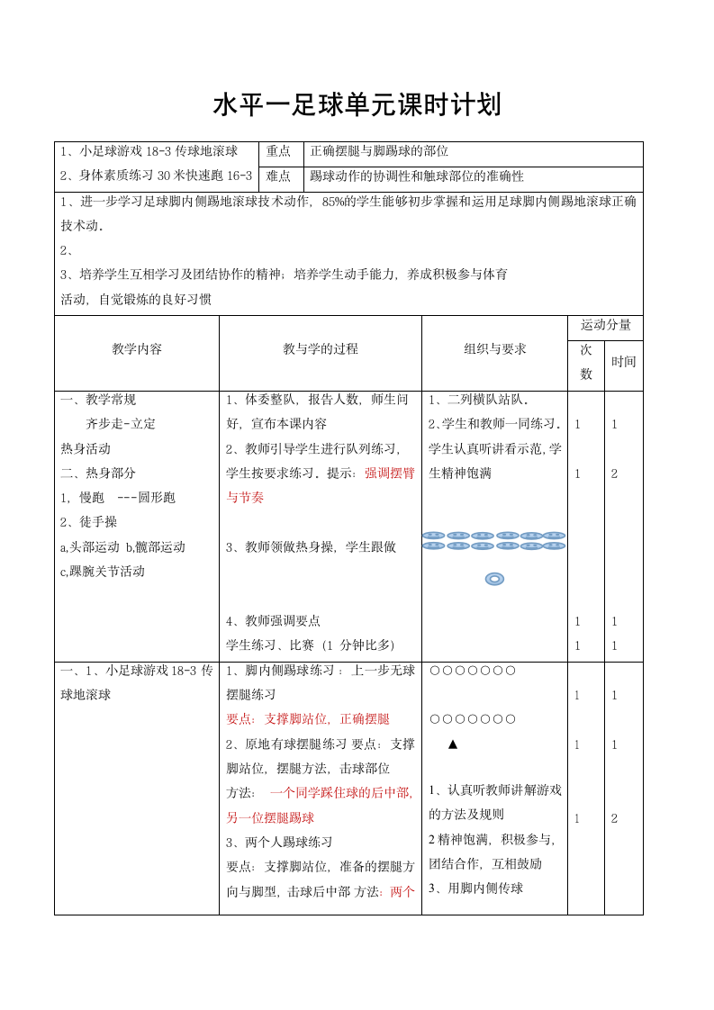 小足球游戏-传球地滚球（教案） 体育一至二年级（表格式）.doc第1页