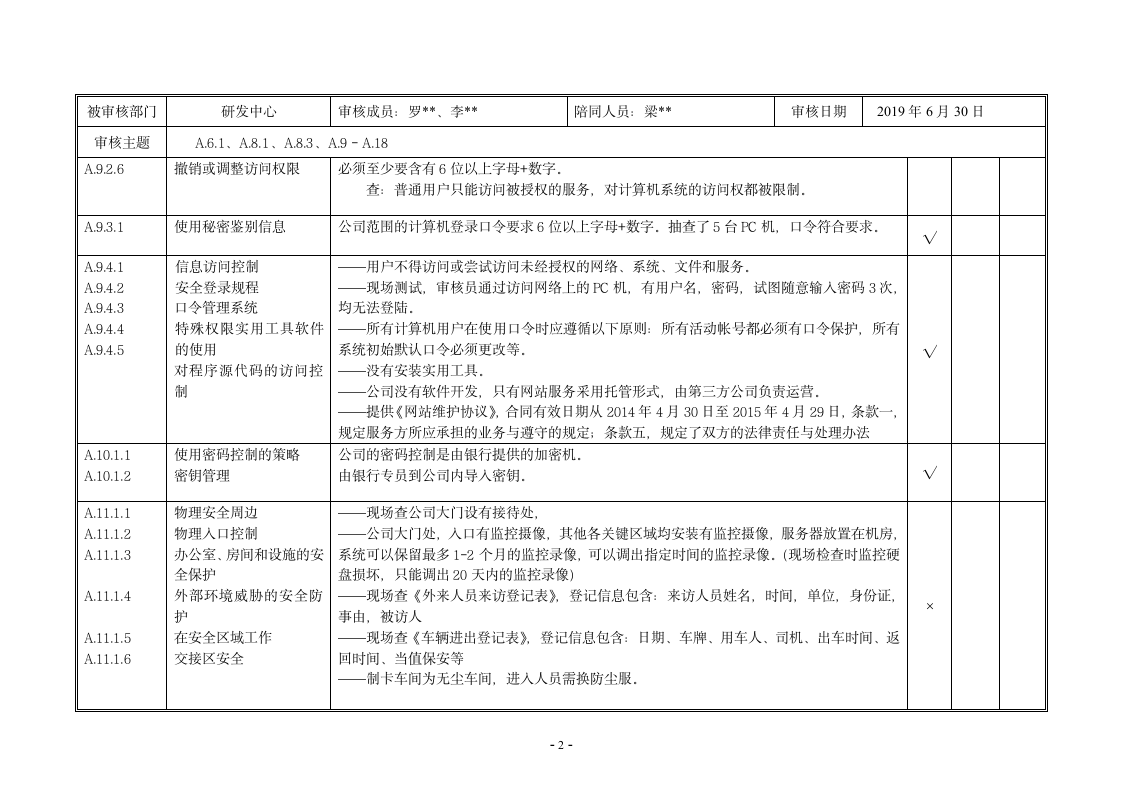 内审核查表（ISO27001及ISO20000管理体系）.doc第4页