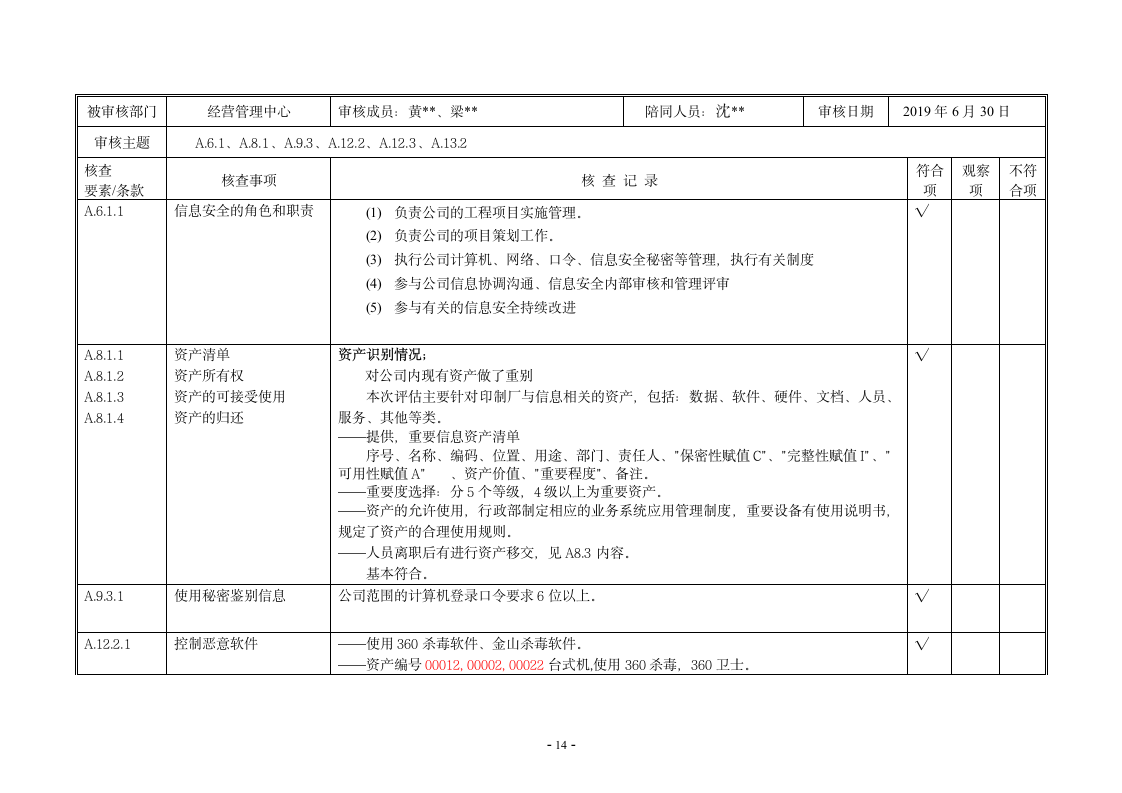 内审核查表（ISO27001及ISO20000管理体系）.doc第16页