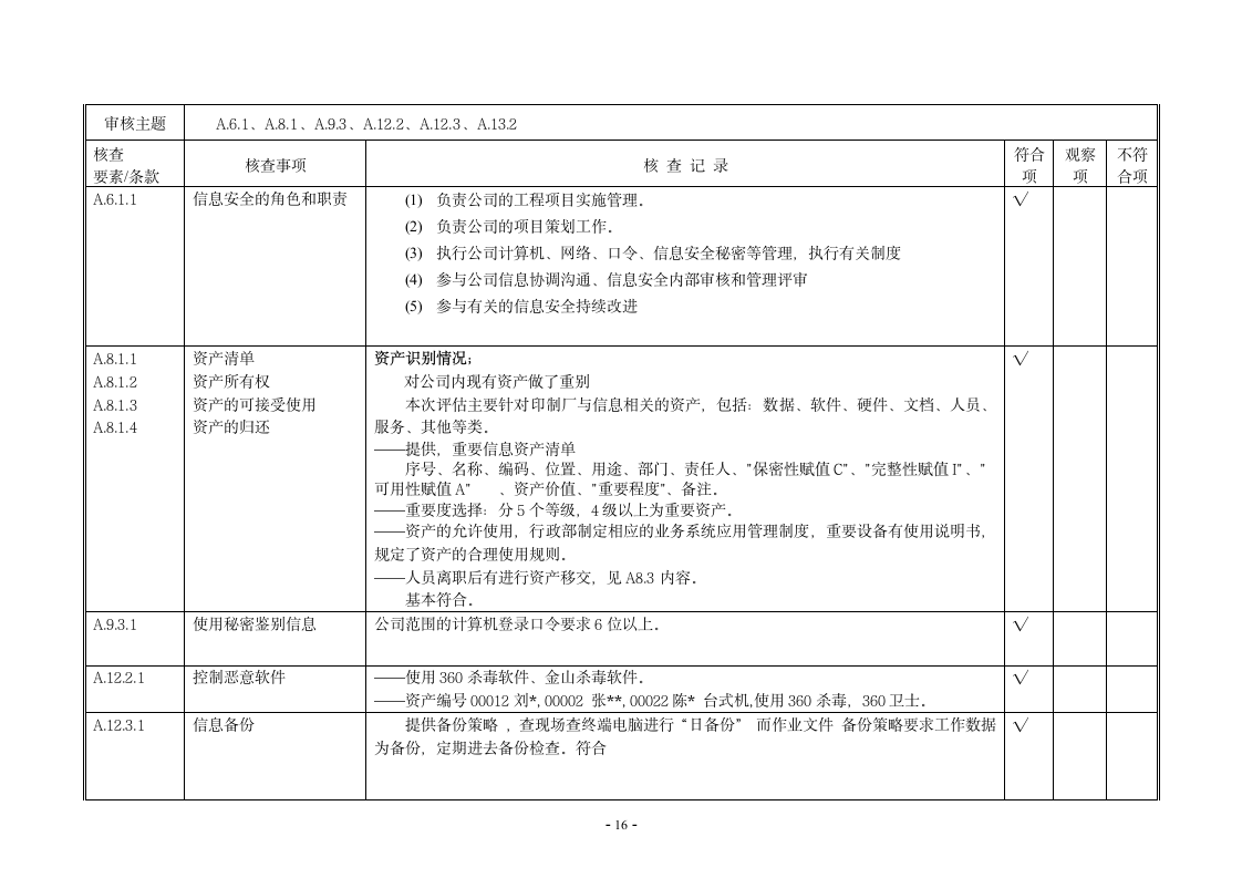 内审核查表（ISO27001及ISO20000管理体系）.doc第18页