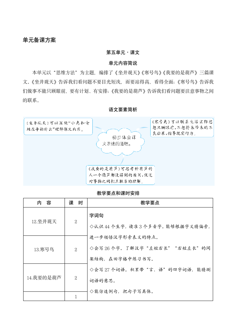 部编版语文二年级上册 第五单元单元备课.doc第1页