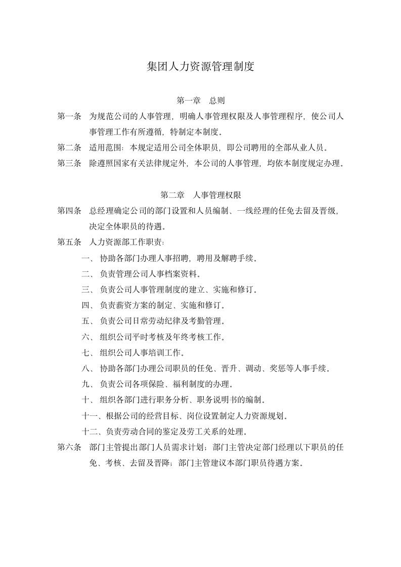 集团人力资源管理制度.docx