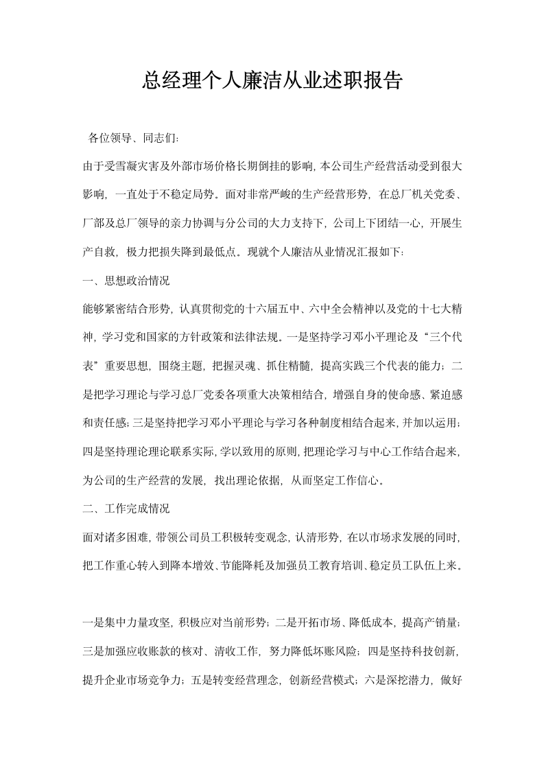 总经理个人廉洁从业述职报告.docx