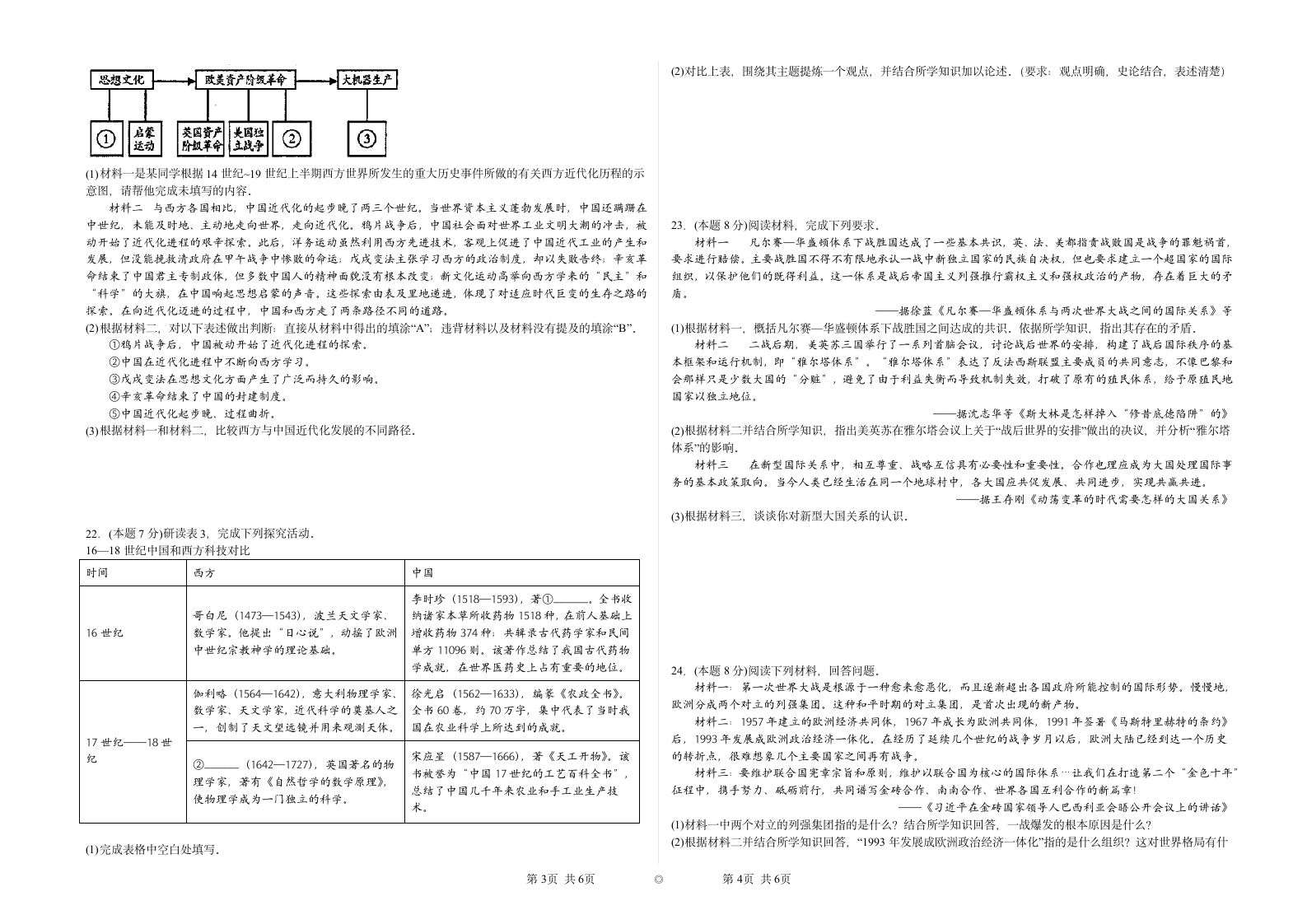 2022年中考历史二轮复习试卷：世界史专练（含答案）.doc第2页