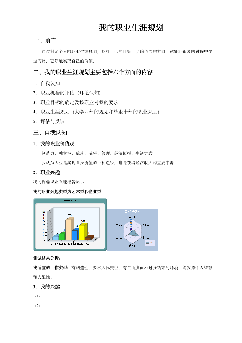 职业生涯规划模板.doc第1页