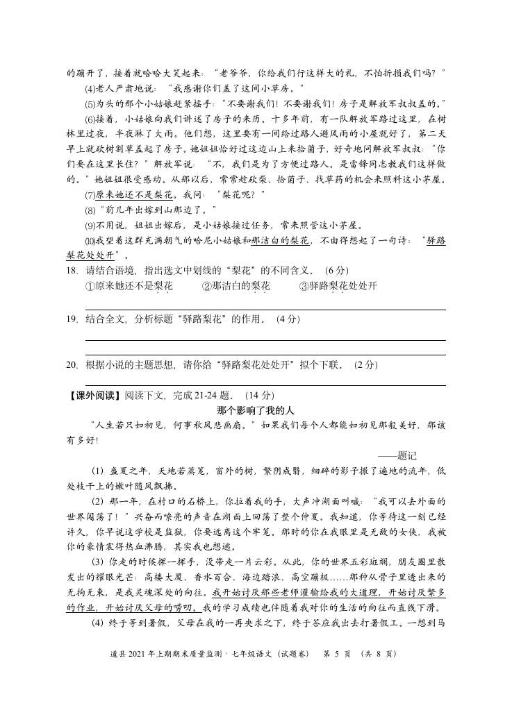 湖南省永州市道县2020-2021学年七年级下学期期末考试语文试题（含答案）.doc第5页