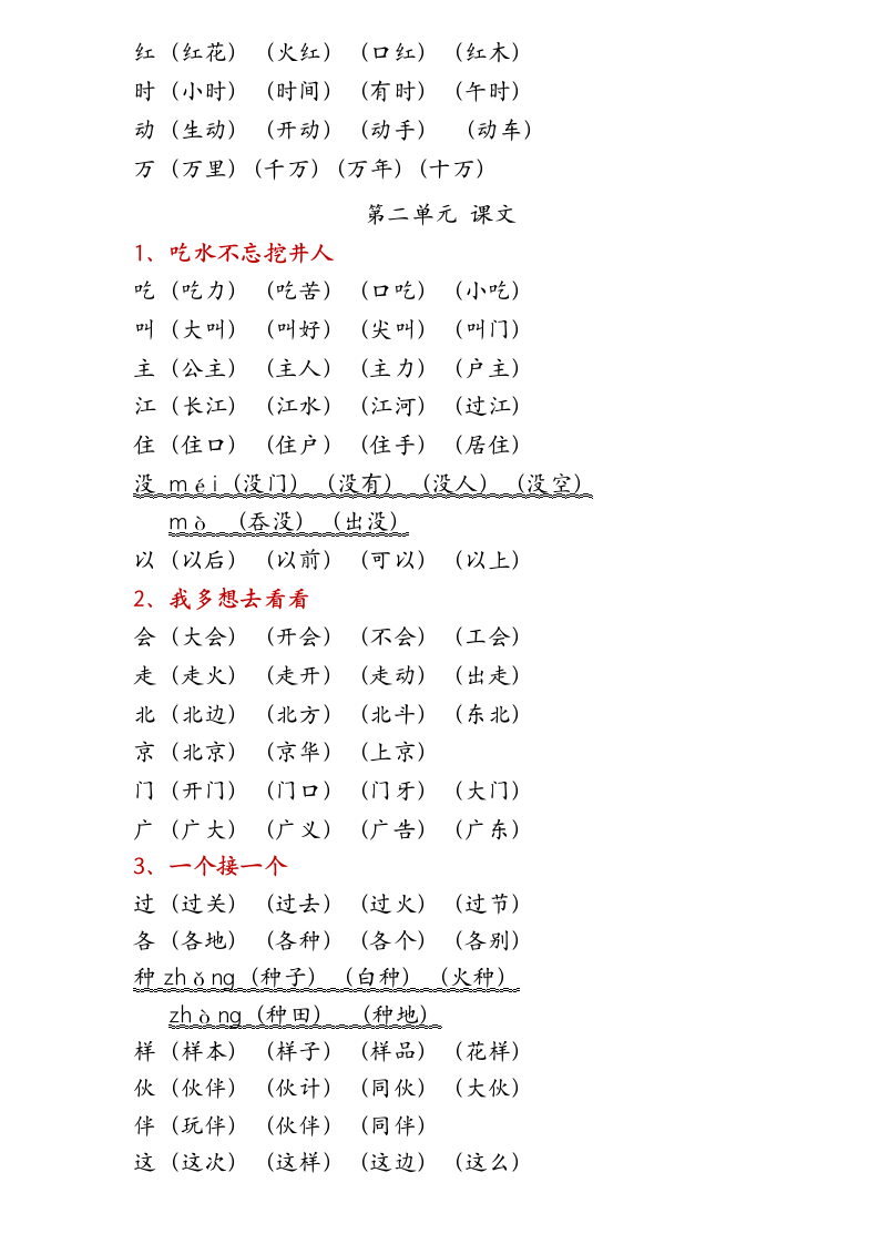 人教版一年级下册生字组词表.docx第2页