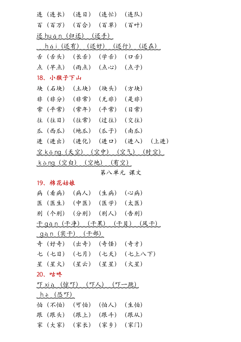 人教版一年级下册生字组词表.docx第8页