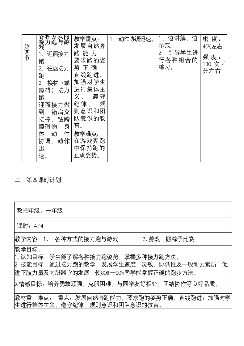 体育一年级下册   各种方式的接力跑与游戏  教案（表格式）.doc第5页