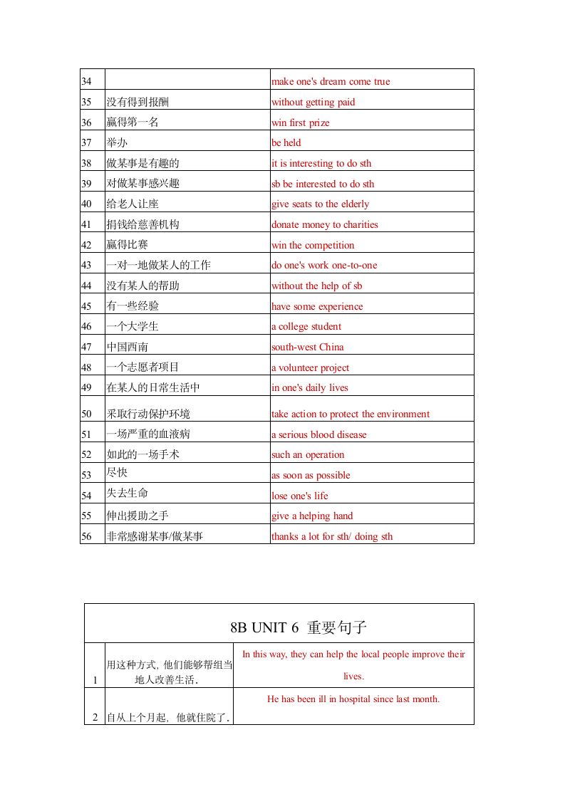 牛津译林版英语八年级下Unit 6 Sunshine for all单词，短语，句子默写（含答案）.doc第6页