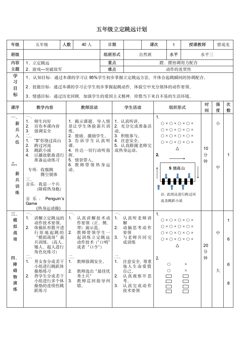 五年级上册体育与健康 3跳跃游戏：立定跳远能力 教案（表格式）.doc第2页