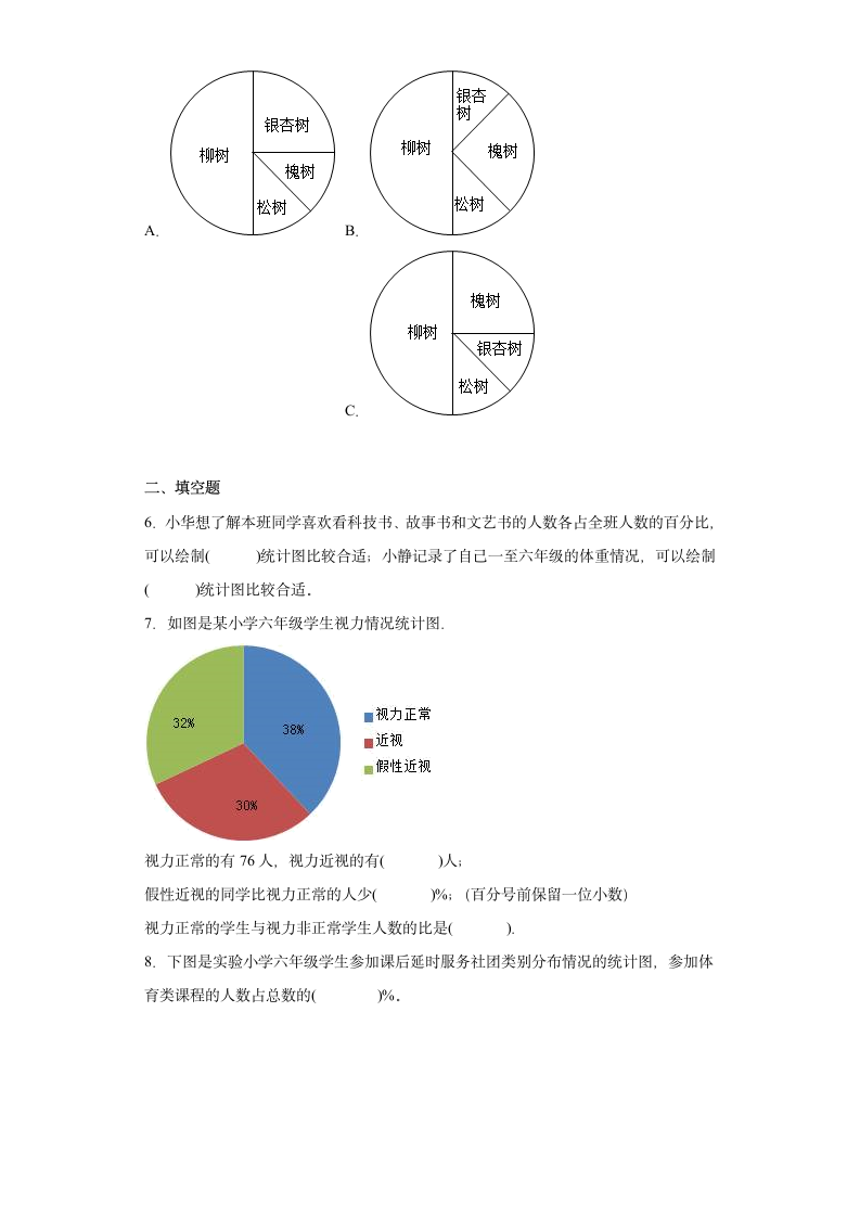 寒假预习第一单元扇形统计图（试题）-六年级下册数学苏教版（含答案）.doc第2页