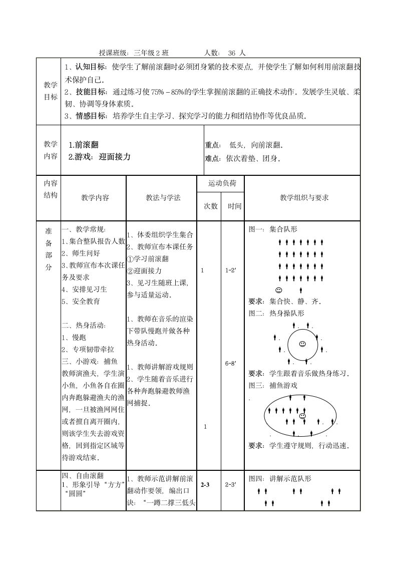 《前滚翻与游戏：迎面接力》（教案）体育与健康三年级上册.doc第2页