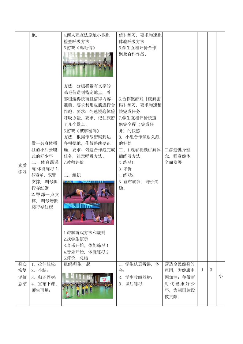 发展耐久跑能力的练习与游戏（教案） 体育三年级下册（表格式）.doc第4页