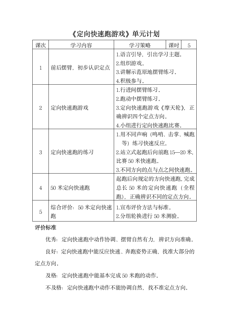 六年级体育教案-定向快速跑游戏全国通用.doc第3页