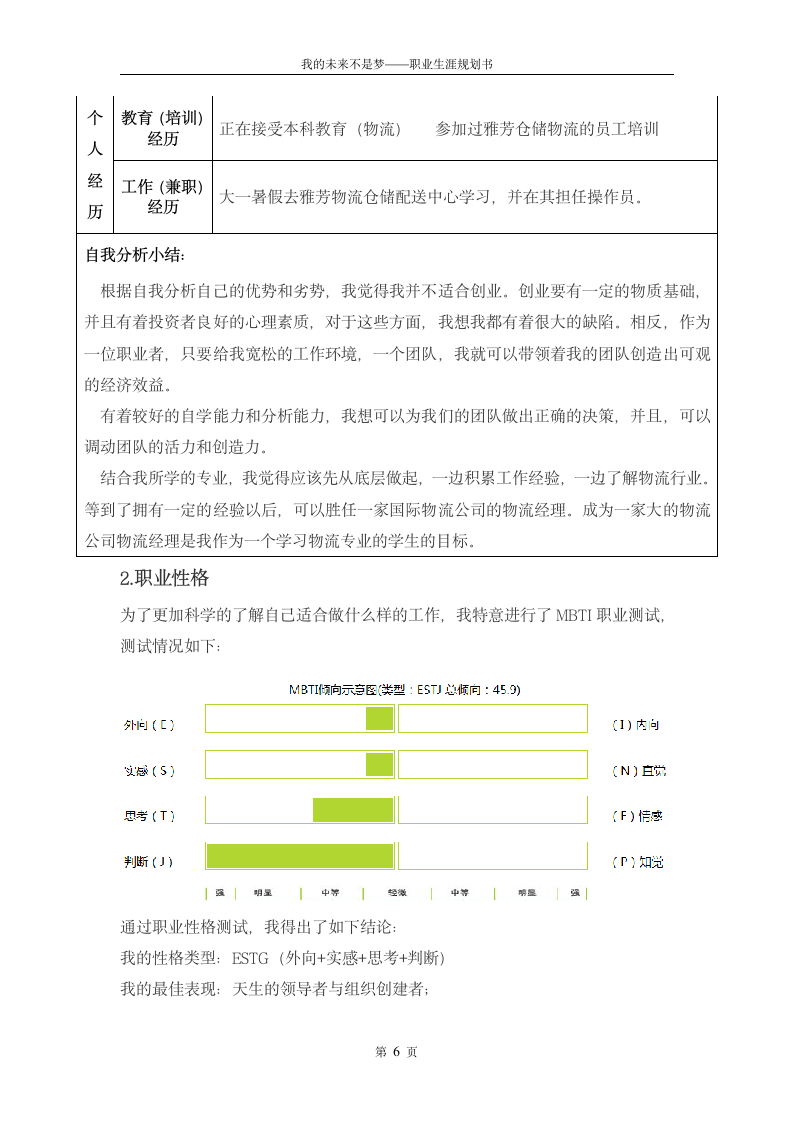 物流管理专业学生职业生涯规划设计.doc第6页