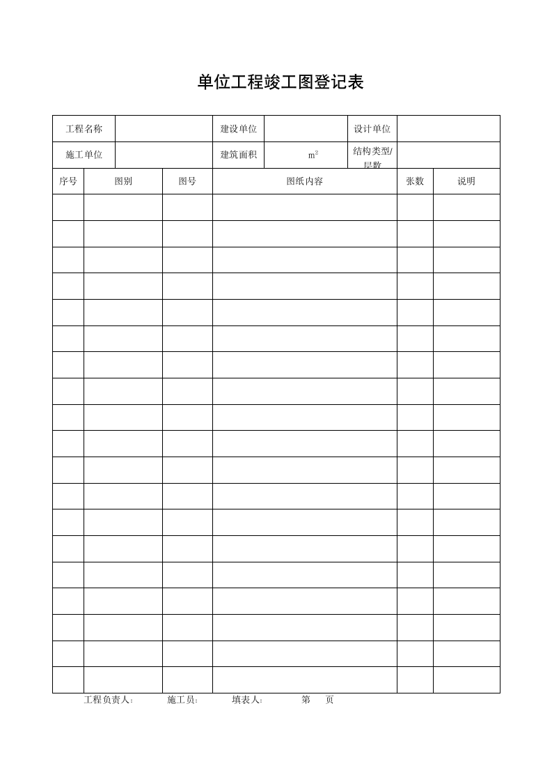 单位工程竣工图登记表.docx第1页