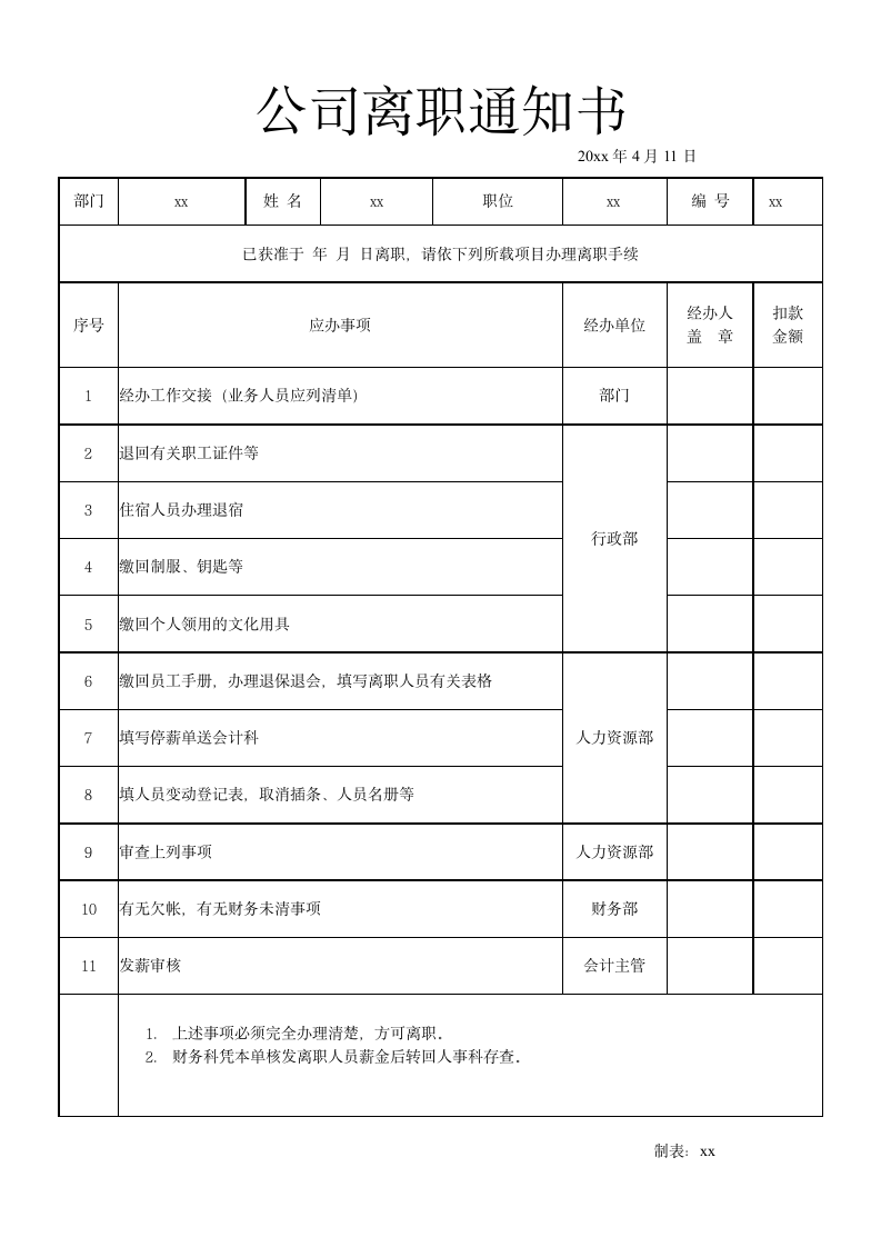 公司离职通知书.docx第1页