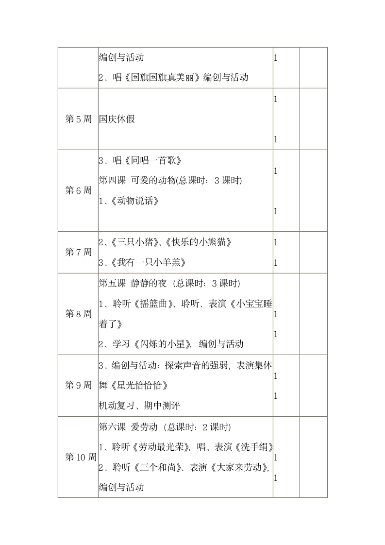 小学音乐一年级上册教学计划.docx第6页