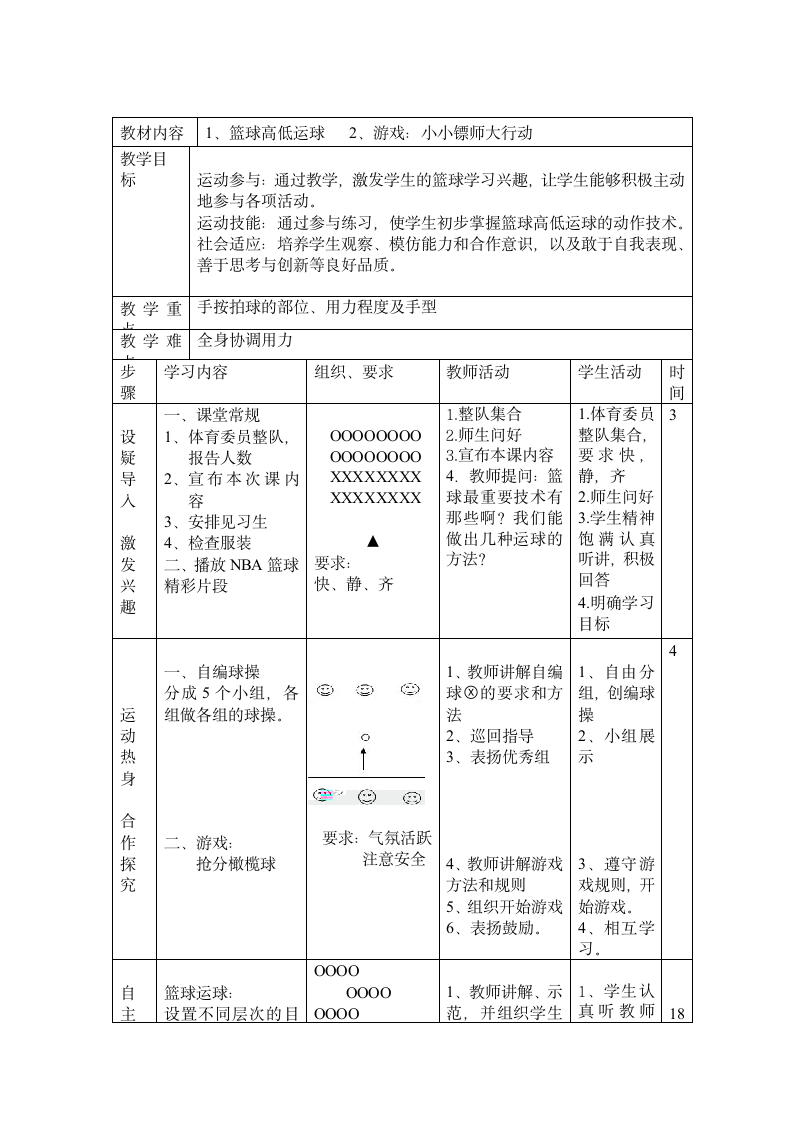 二年级体育篮球高低运球  教案 全国通用.doc第4页