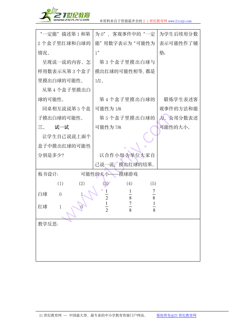 五年级数学上册教案 可能性的大.doc第2页