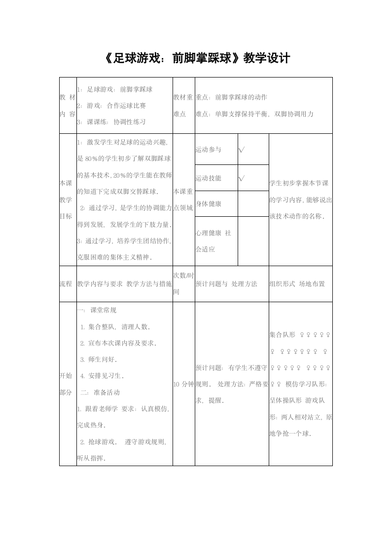 六年级上册体育教案-第15次课 足球游戏：前脚掌踩球 人教版.doc第1页