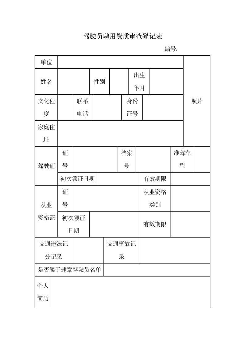 驾驶员聘用资质审查登记表.docx第1页