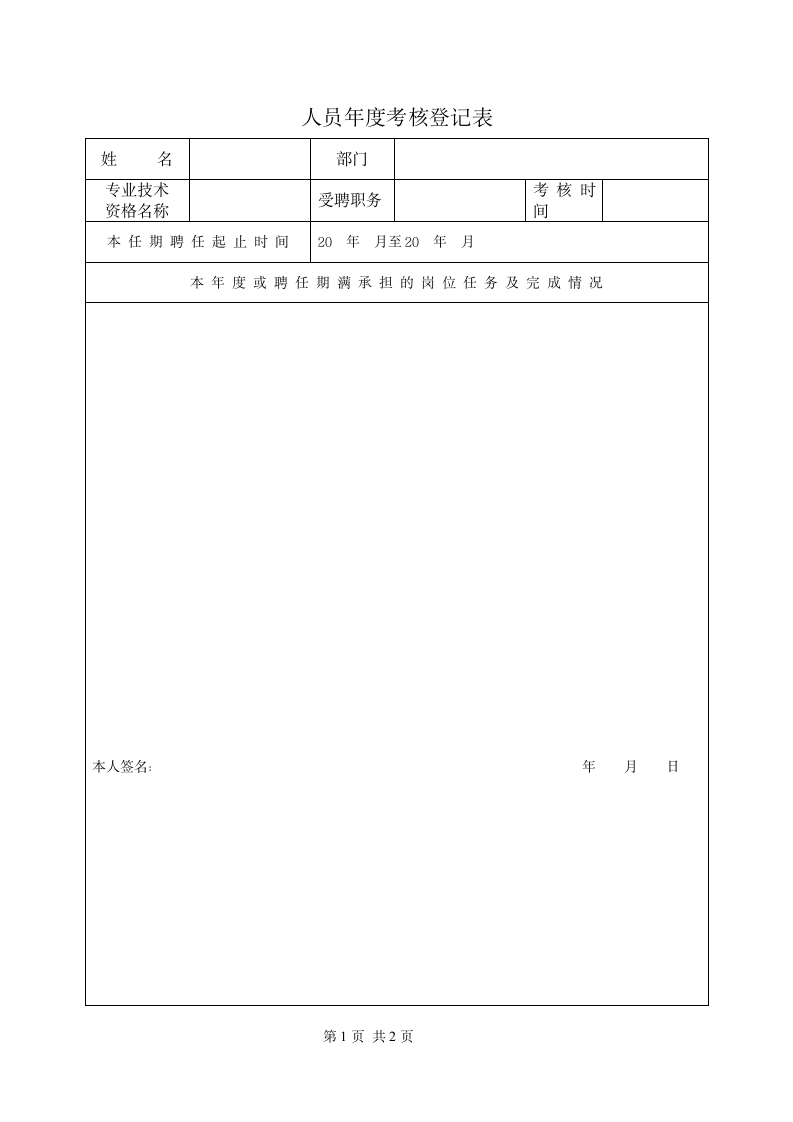 人员年度考核登记表.wps第1页