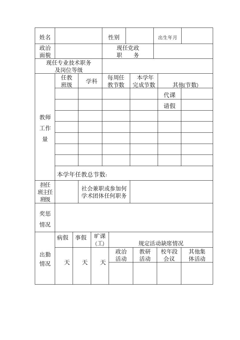 中小学教师绩效考核登记表.docx第3页