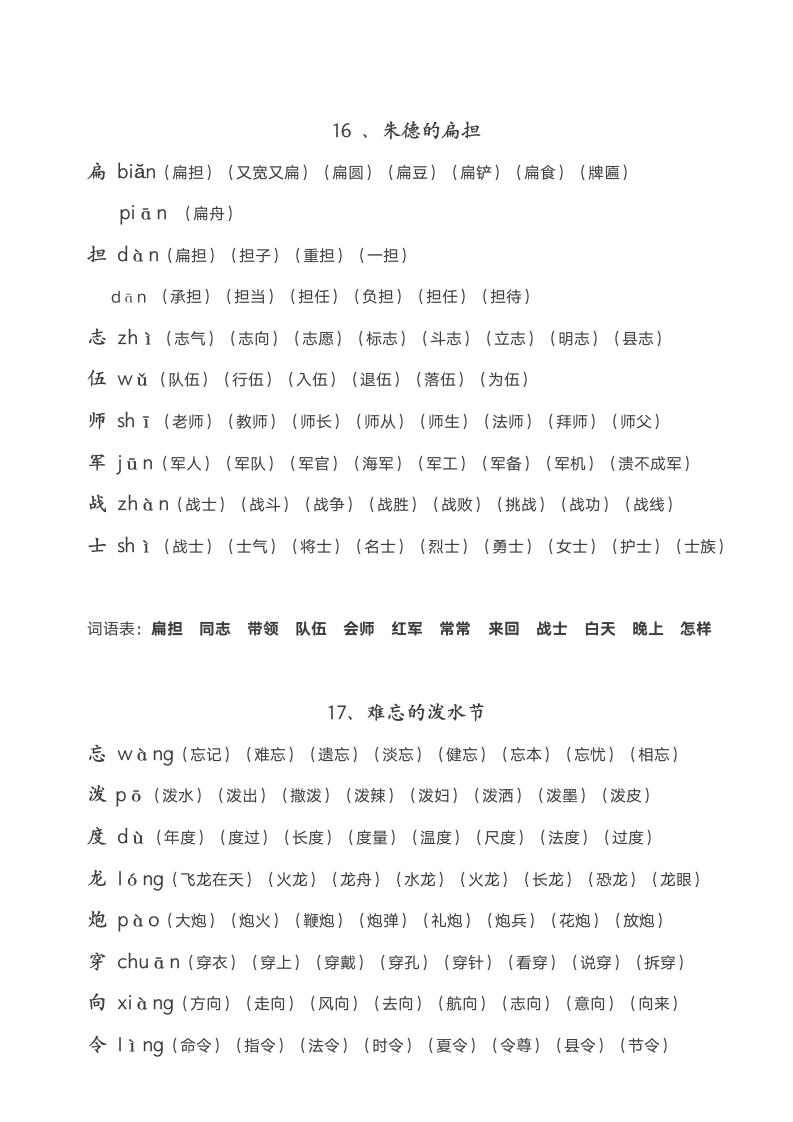 部编版二年级语文上册生字拼音组词.doc第13页