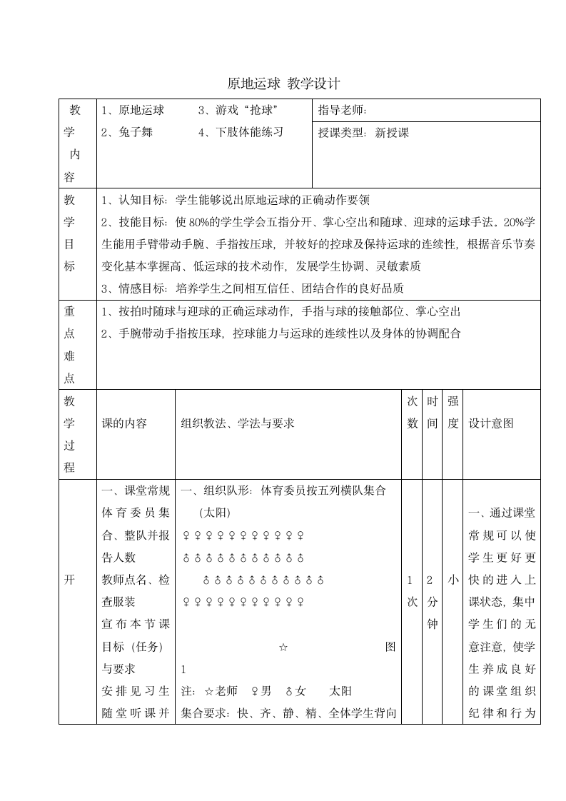 四年级体育 原地运球   教案  全国通用.doc第1页