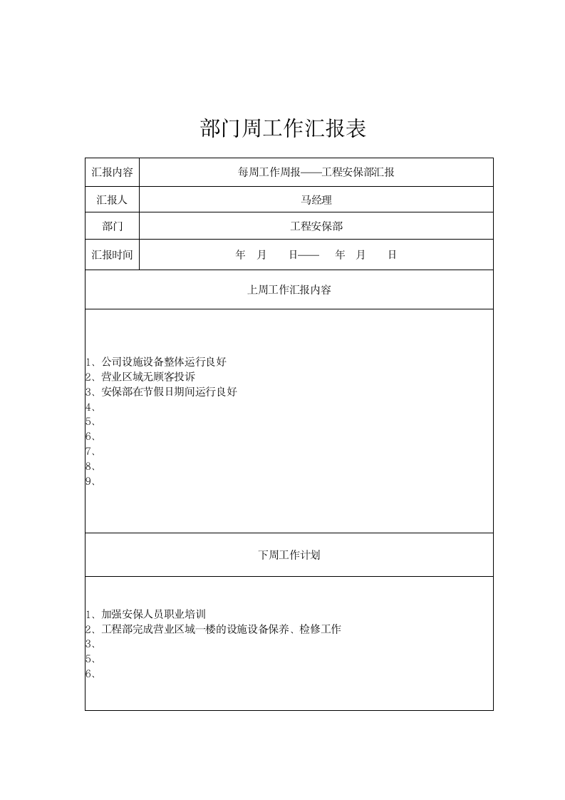 部门周工作汇报表.docx第1页