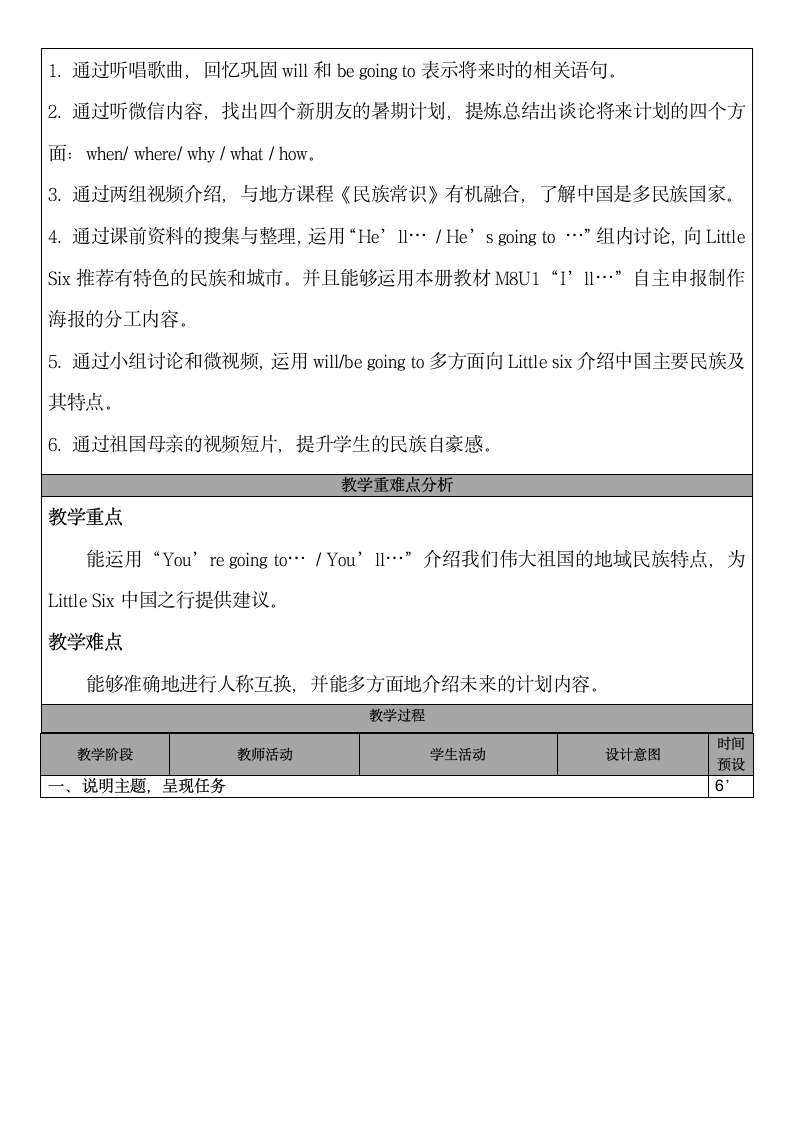 小学英语外研版（一年级起点）四年级下册 project Holiday plan 表格式教案.doc第2页