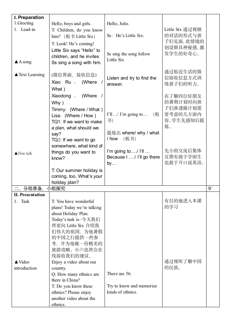 小学英语外研版（一年级起点）四年级下册 project Holiday plan 表格式教案.doc第3页