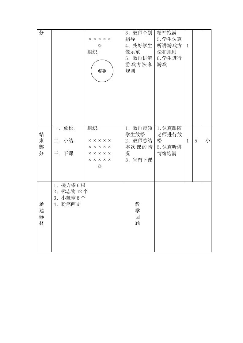 三年级体育课教案1、50M迎面接力跑，游戏（夺球战）.doc第2页