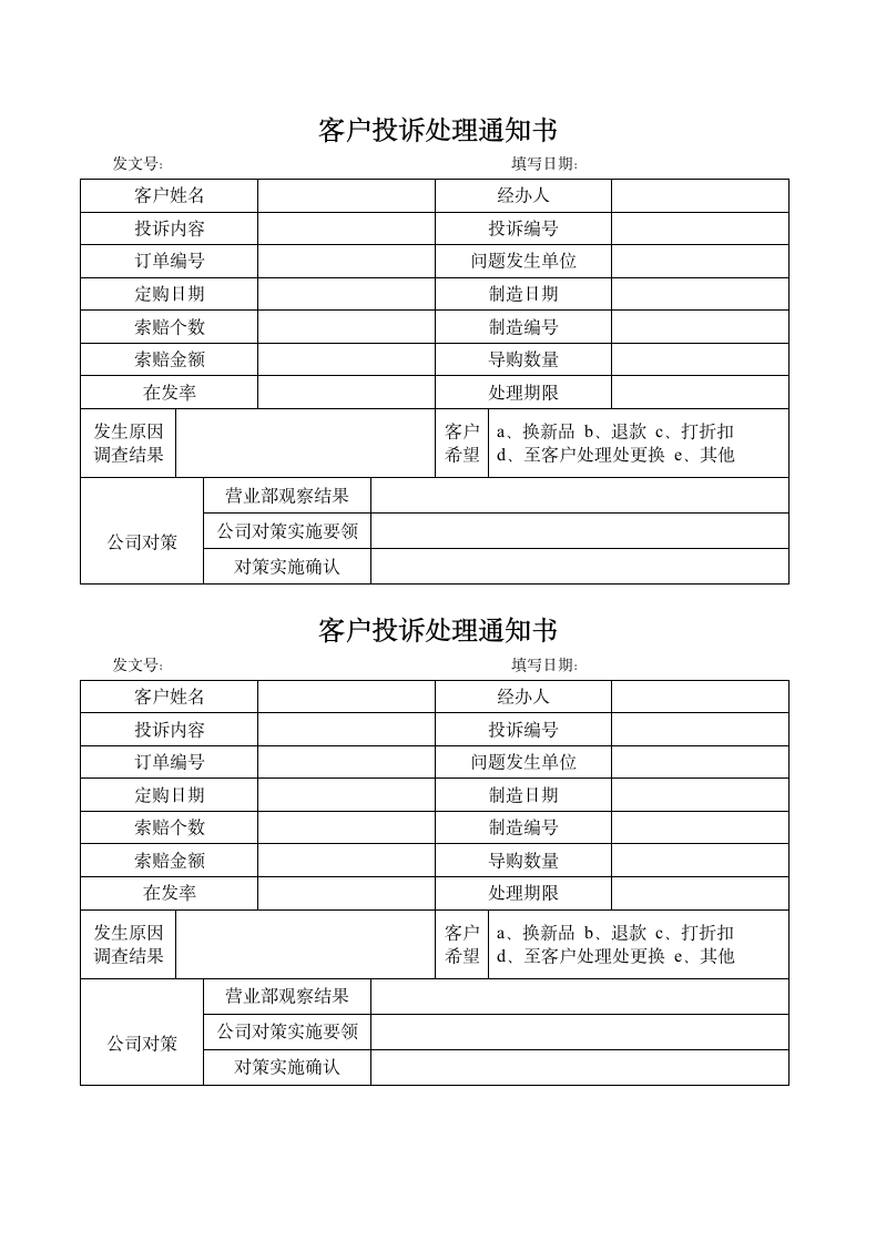 客户投诉处理通知书.docx