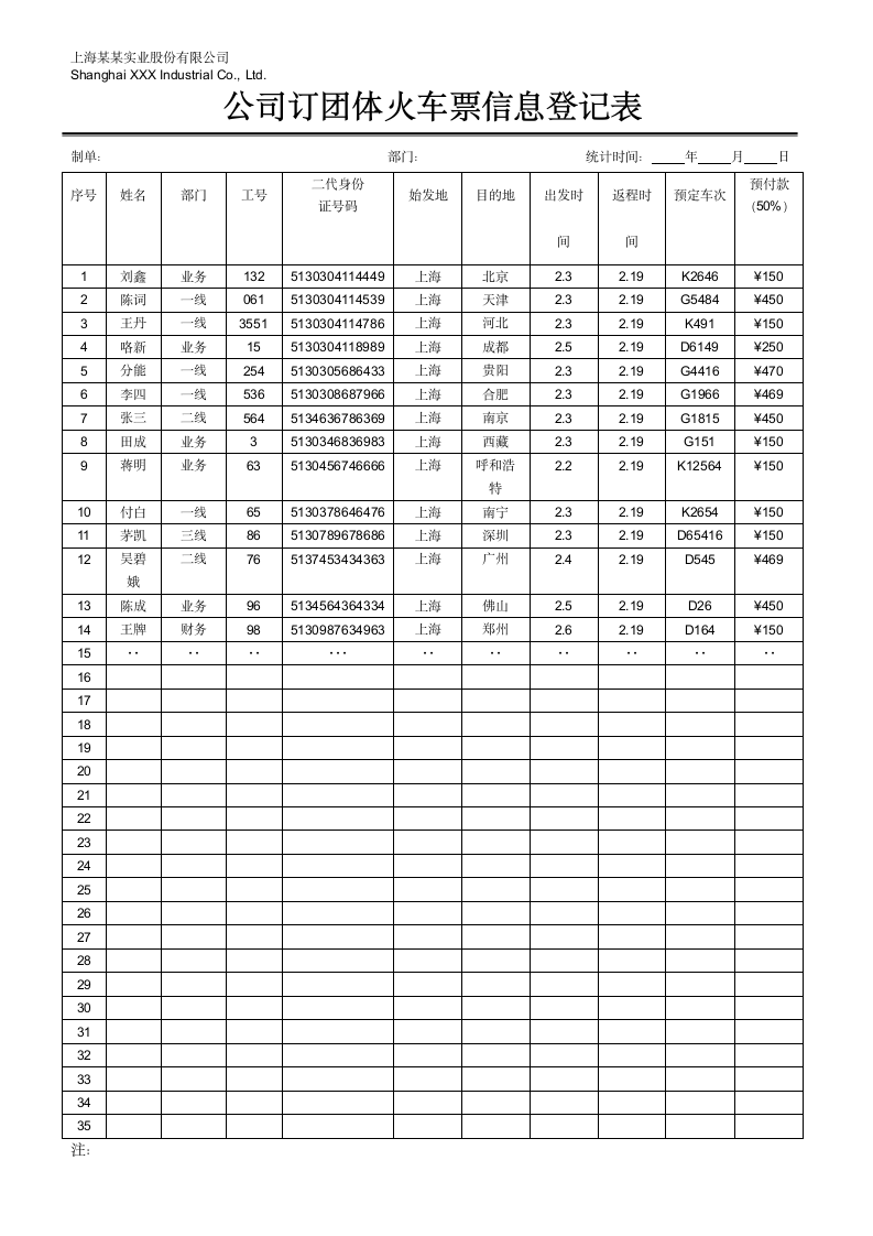 公司订团体火车票信息登记表.docx第1页