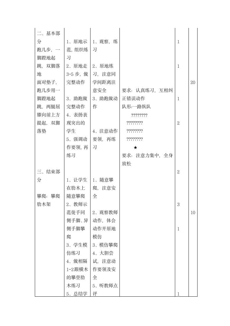 二年级体育攀爬肋木架 教案 全国通用.doc第3页