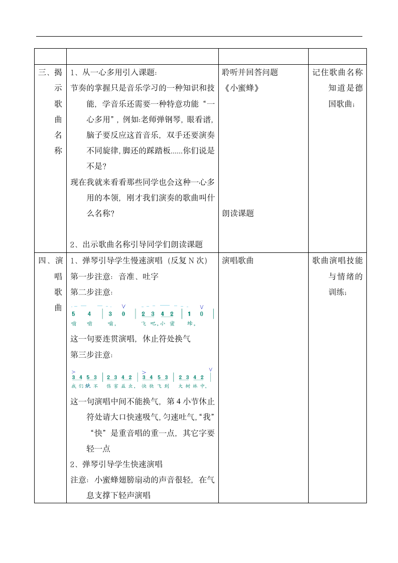 人音版 （五线谱） 二年级下册音乐 3 《小蜜蜂》教案.doc第5页