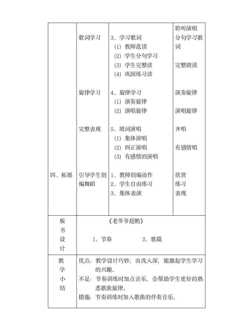 人教版 三年级上册音乐 二单元 唱歌 老爷爷赶鹅｜说课稿第.doc第6页