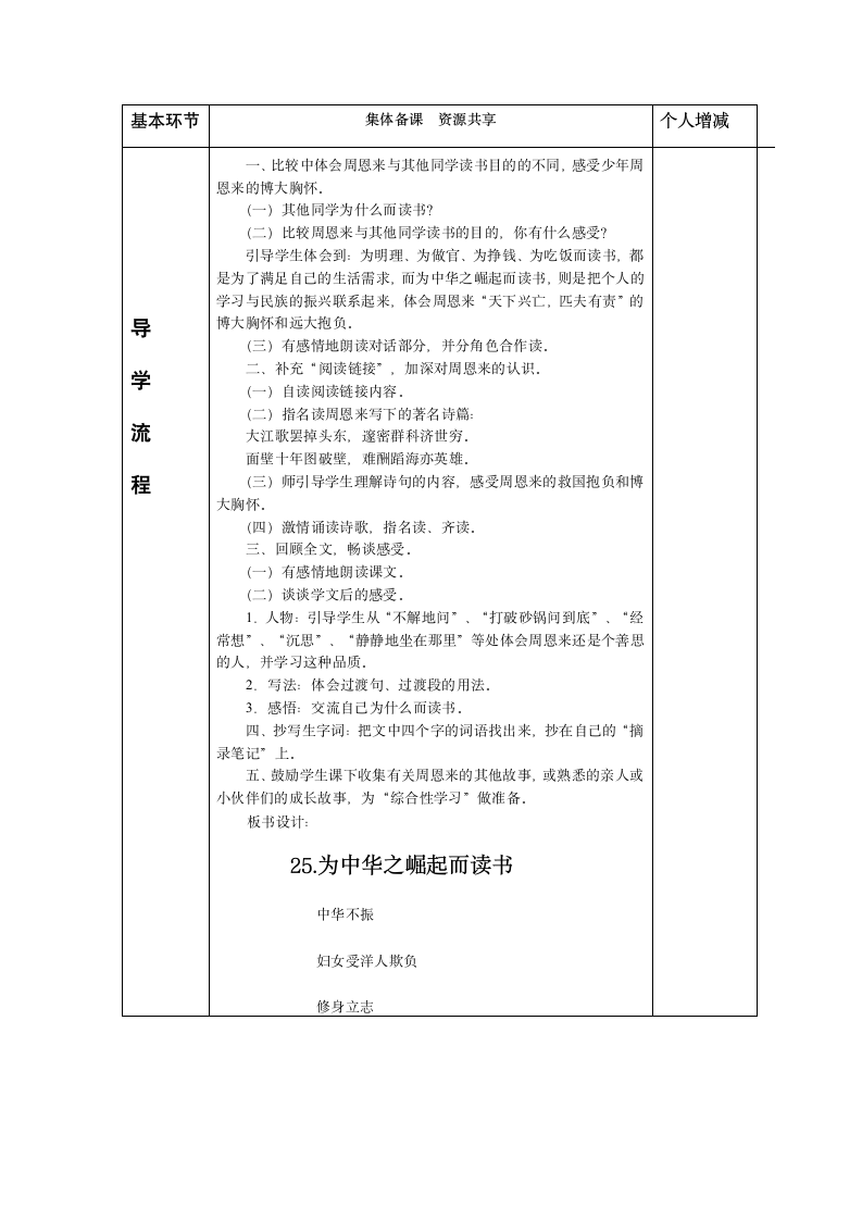 25《为中华之崛起而读书》表格式教案.doc第3页